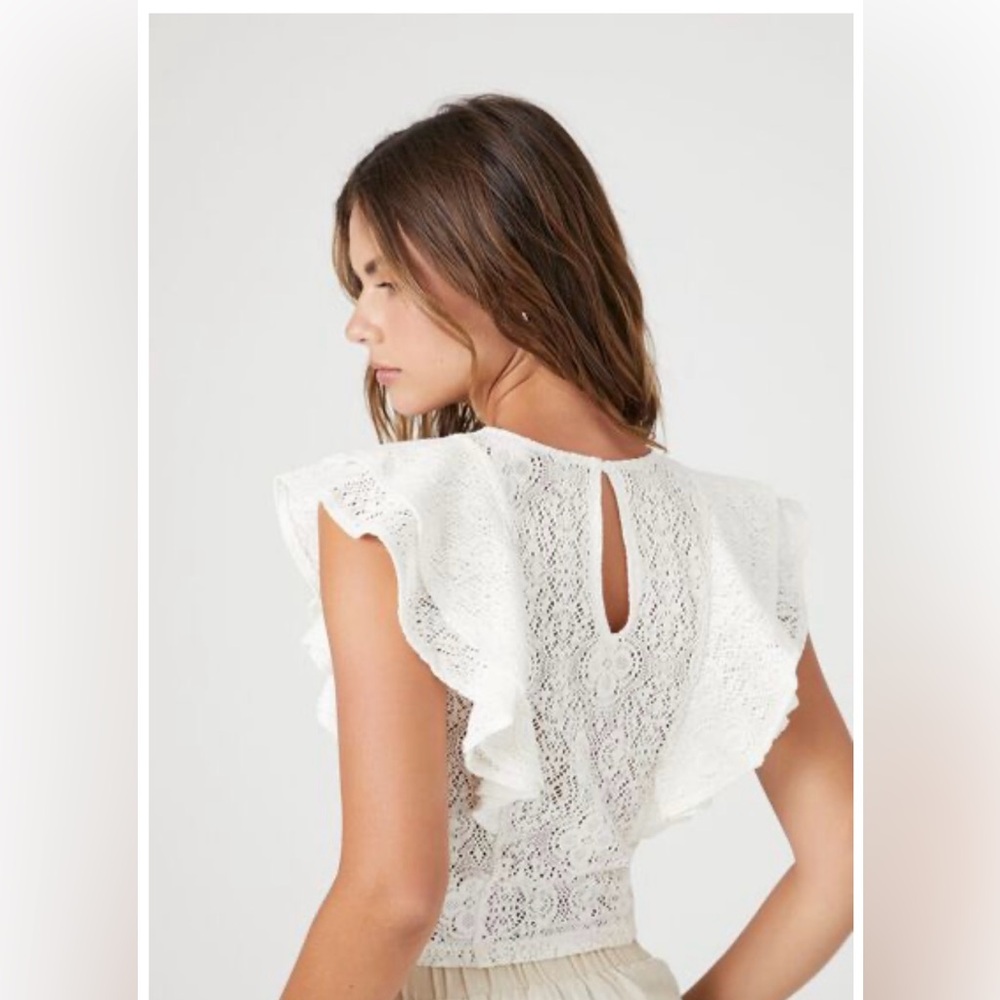 Elegant Lace Ruffle Top - Picture 2 of 8
